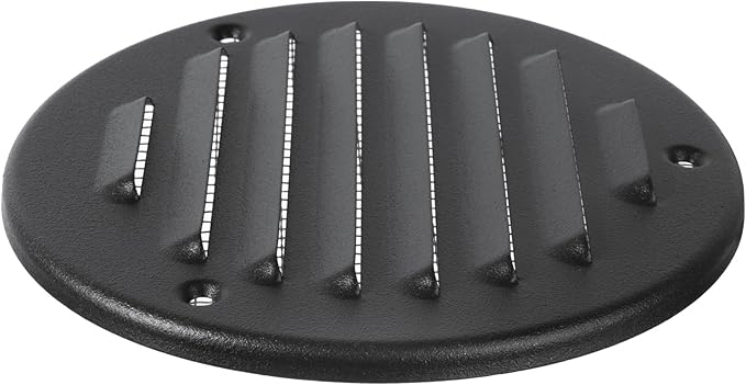 Square Ventilation Grille / 5" Inch Inside Measurement/Black Metal Air Vent Louver - Inside/Outside use/Ø 5.25" Inch Outer Measurement