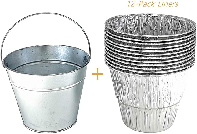 Firsgrill Replacement for Camp Chef, Traeger, Pit Boss drip pan Grease Bucket and 12-Pack Liners foil Tray for Mostly Wood Pellet Grills