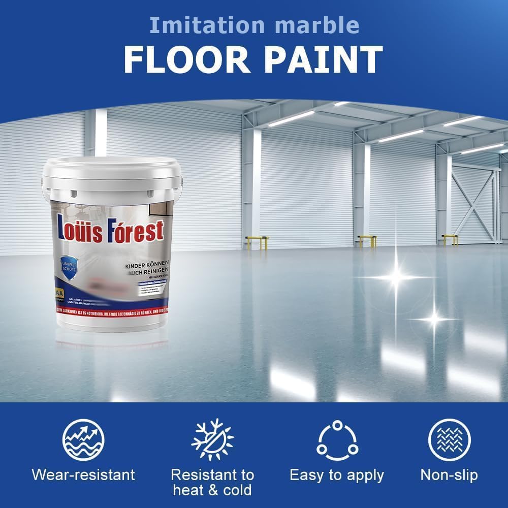 Louis Forest Epoxy Floor Paint, High-Gloss Marble Effect Coating, Epoxy Colored Sand Floor Paint, Wear-Resistant and Non-Slip for Indoor Outdoor (0.5KG-Dark blue)
