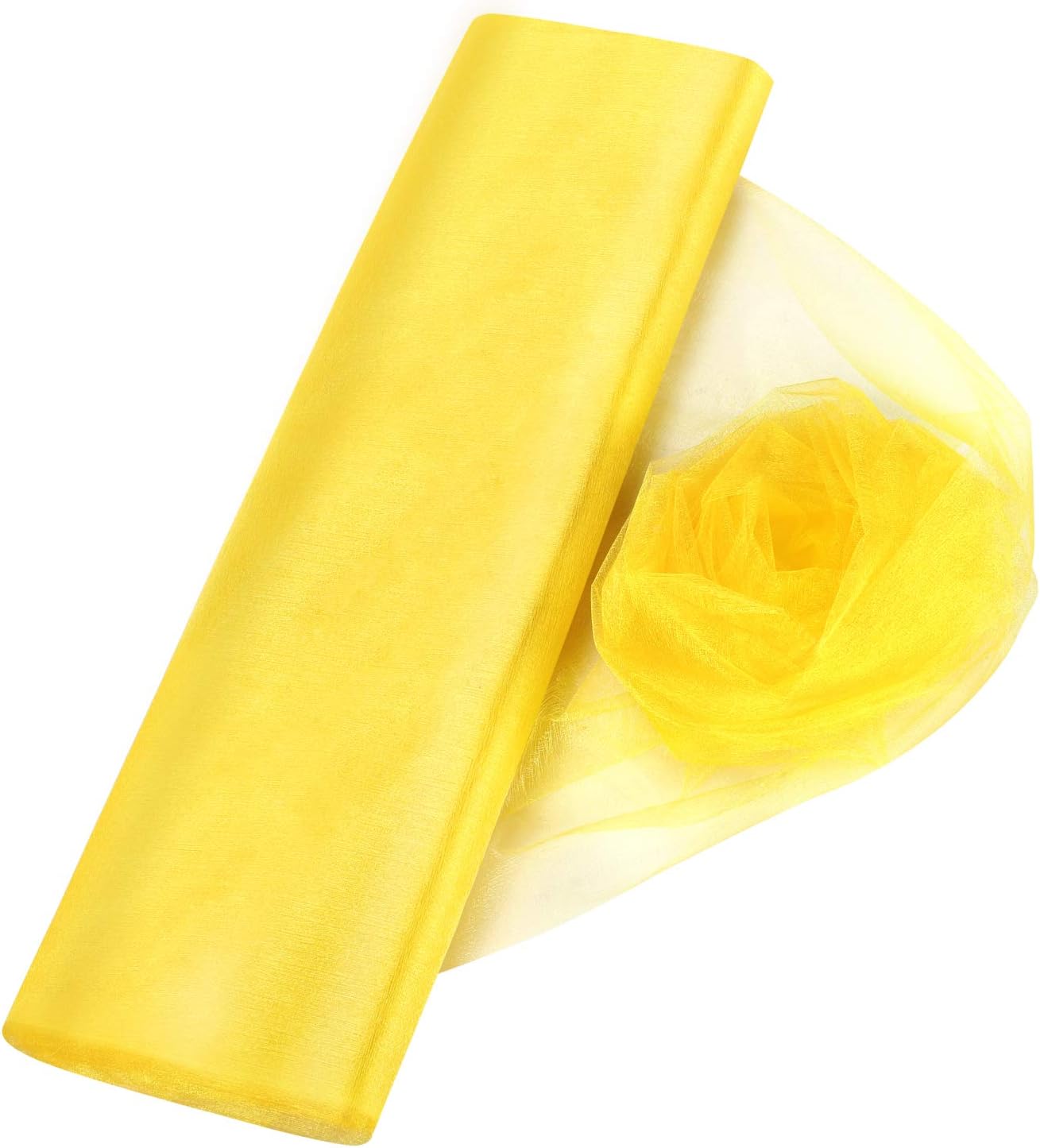Crystal Organza Tulle Sheer Fabric Backdrop Curtains for Wedding Baby Shower Birthday Party Event Decor, 19” by 30 Yard (Yellow)