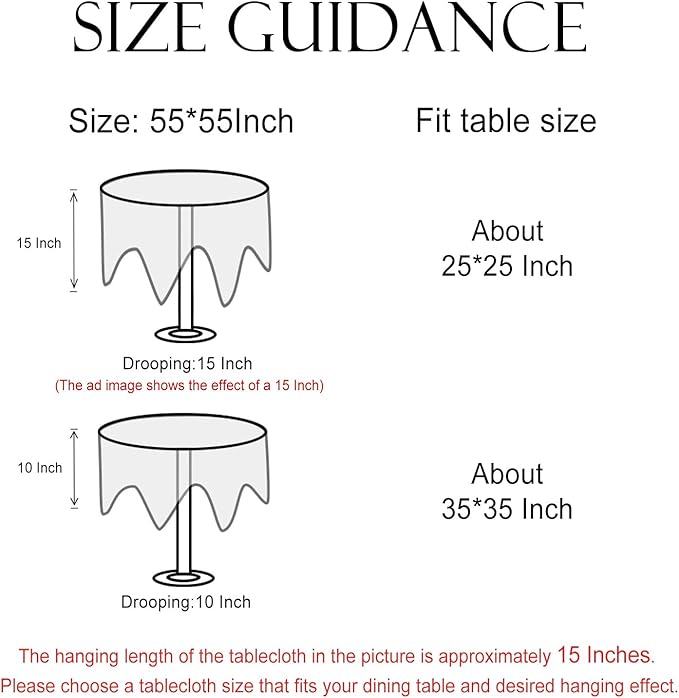 Designer Vintage Small Round Tablecloth,Linen French Tablecloth with White Floral Pattern,Decor Table Cover for Kitchen,Dining,Thanksgiving,Tea Party,Diameter 55"-Hidaka