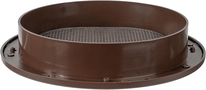 Brown 6" Inch Round Ventilation Grille with Insect mesh. (Duct 6Ø / Grille 7Ø) Ventilation Applications. Indoor and Outdoor Vent Cover. Available 3 Sizes / 4 Colors.