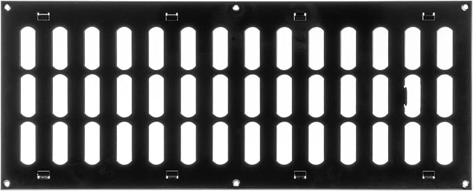 Repa Market 20" x 8" Inch (Outer Dimensions) Black Adjustable Air Vent Cover - Galvanized Steel HVAC Air Vent Register - Heating, Cooling Toe Kick Vent Cover - Wall, Ceiling Return, Intake Air Grille