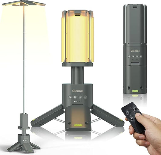 Telescopic Camping Lights with Remote Control,14000 mAh Rechargeable,6000LM Led Lanterns with Memory Function, Dimmable Magnetic Job Work Light,Tent Lamp,Portable Power Supply IPX5 (Space Gray)