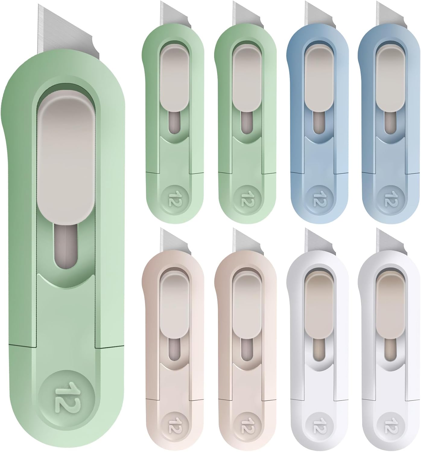 DIYSELF 8 Pack Box Cutter, Box Cutter Retractable Letter Opener, Cute Utility Knife Exacto Knife for School, Razor Knife for Crafts, Paper, Packages, Small Box Cutters Bulk for Women Girls