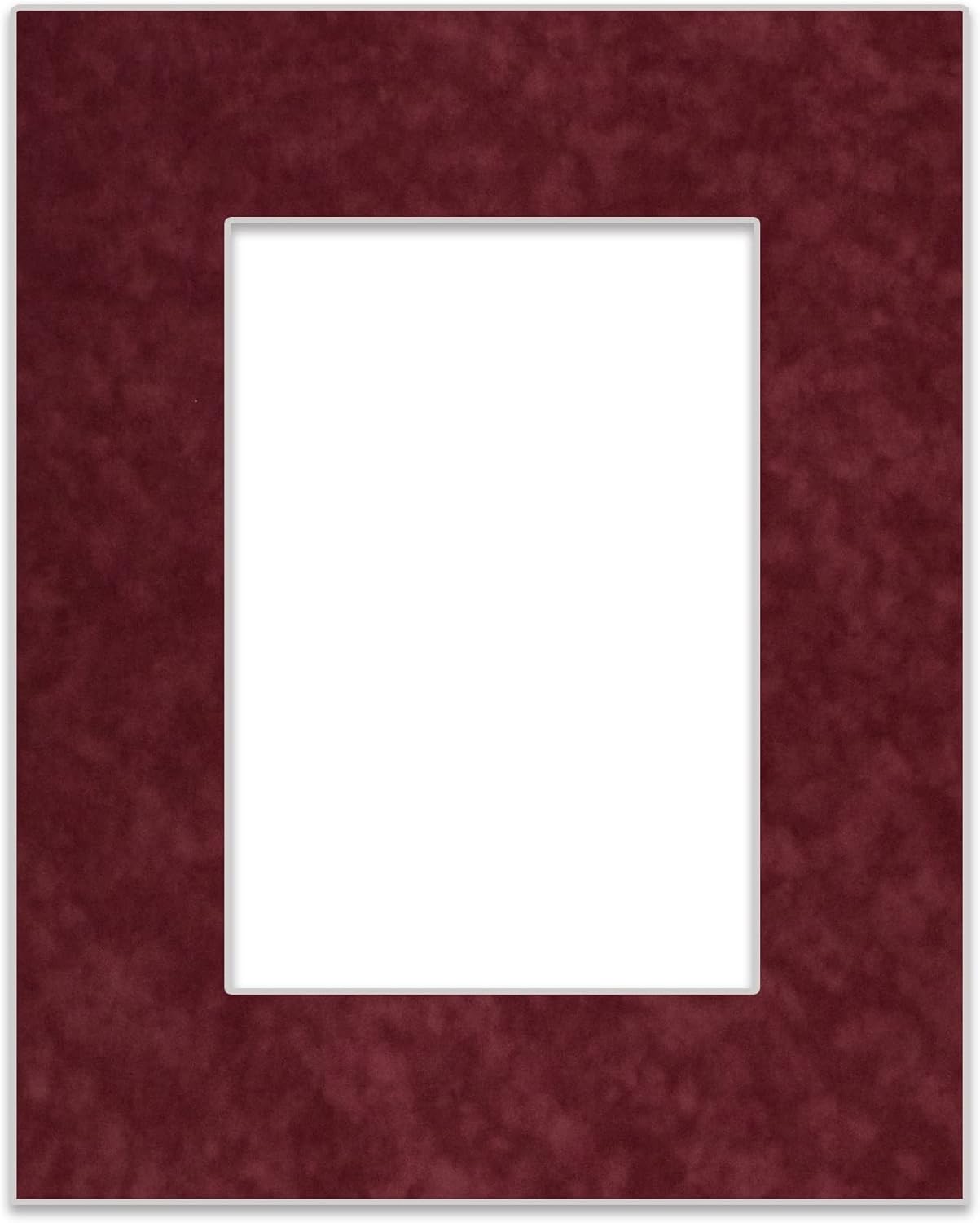 Pack of TEN 11x14 Mats Bevel Cut for 8.5x11 Photos - Acid Free Dark Red Suede Precut Matboards For Pictures, Photos, Framing - 4-ply Thickness
