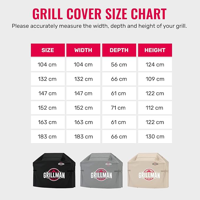 Grillman Premium Grill Cover for Outdoor Grill - Heavy-Duty Waterproof BBQ Grill Cover - Rip-Proof and Wind-Resistant - Large Barbecue Gas Grill Cover for Backyard - Gray (64" L x 24" W x 48" H)