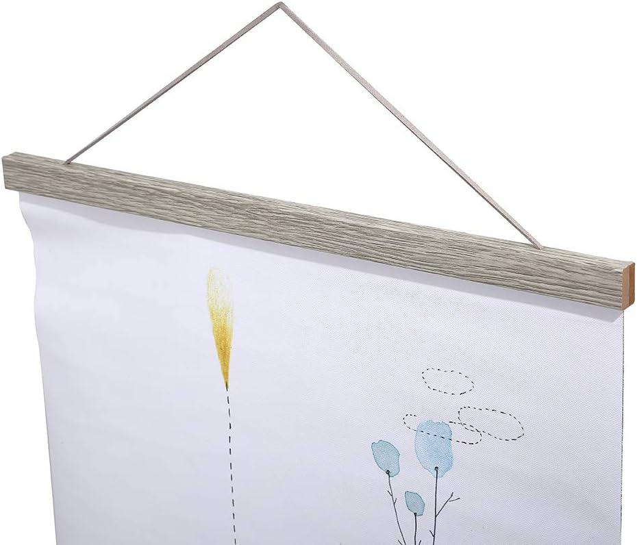 Ywlake Magnetic Poster Hanger, 24x36 24x18 24x32 Poster Frame Wood Wooden Magnet Print Posters Dowel Scroll Hanger Hangers Hanging Kit for Walls Map Canvas Artwork (Grey, 24")