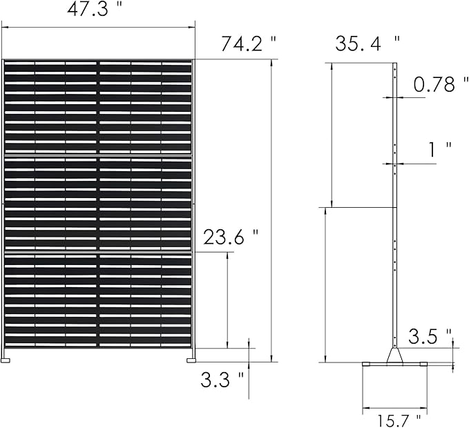 Kozyard Metal Privacy Screen 74" H x 47.2" W Decorative Outdoor Divider with Stand Panels Freestanding Screen Set for Deck Patio Balcony Garden Outdoor&Indoor (Beige/Horizontal Slat)