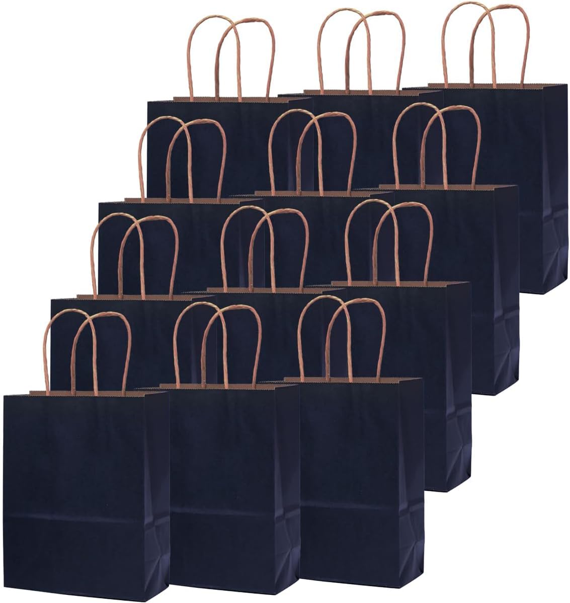qiqee 32-Packs Navy Blue Paper Gift Bags with Handles Bulk 7.6"x4.75"x10.5" Medium Size Gift Bags Multiple Uses