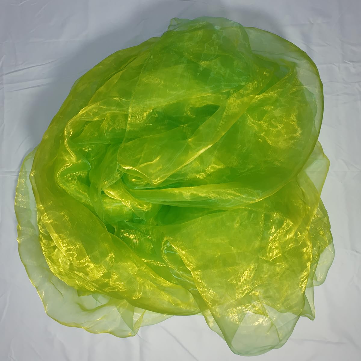 Two-Tone Iridescent Holographic Organza Fabric - 5.5 Yards | Lightweight Sheer Gauze Voile Tulle | for Dresses, Party Decor, DIY Crafts, Shiny Backdrops(Shimmery Light Green-Yellow)