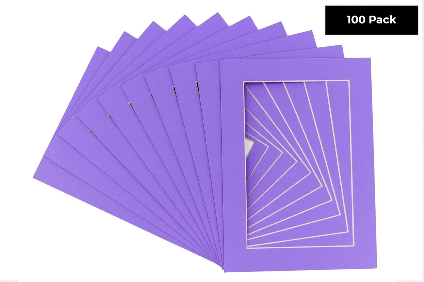 5x7 Mat for 8.5x11 Frame - Precut Mat Board Acid-Free Show Kit with Backing Board, and Clear Bags Light Purple 5x7 Photo Matte Made to Fit a 8.5x11 Picture Frame Matboard for Framing, Pack of 100 Mats