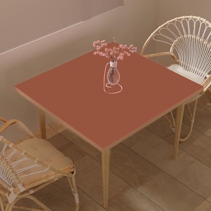 Leather Table Cover,1.8mm Thick,54x54 Inch Table Protector,Table Protector for Dining Room Table,Dining Table Cover,Table Cover Protector,Protector para Mesa De Comedor(Brown+Gray,54x54)