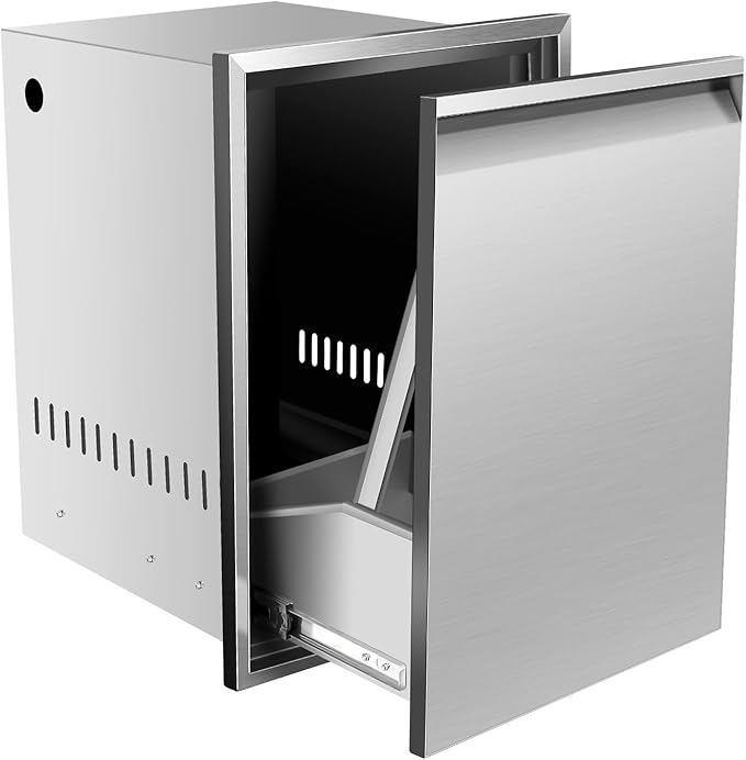 Outdoor Kitchen Drawers, Box Frame Style Flush Mount BBQ Drawer w/Stainless Steel Handle, BBQ Island Drawers For Patio Grill Station,Trash Drawer
