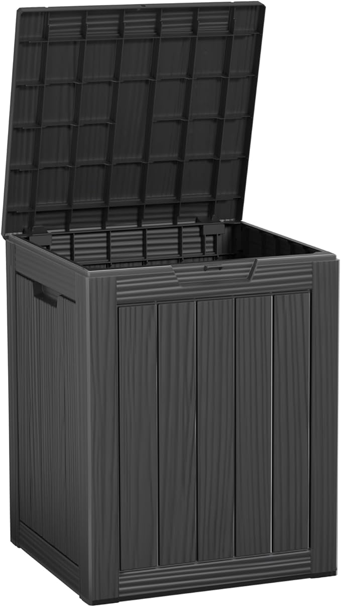 28 Gallon Outdoor Storage Box – Resin Deck Box with Lockable Lid, Waterproof Patio Furniture Storage for Tools, Garden & Yard Organization