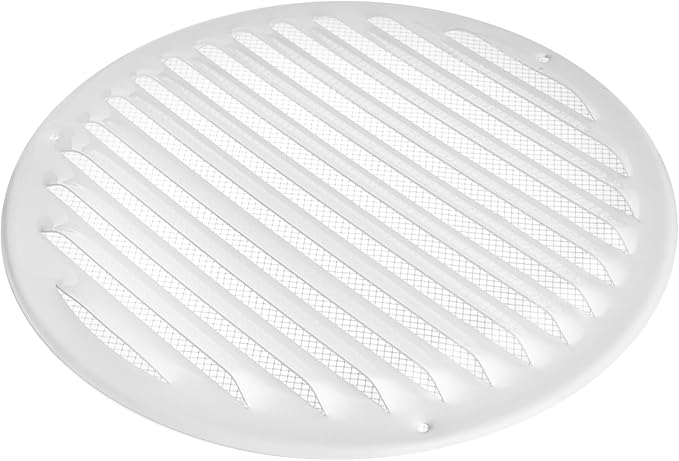 Vent Systems 8" White Soffit Vent Cover - Round Air Vent Louver - Grill Cover - Built-in Insect Screen - HVAC Vents for Bathroom, Home Office, Kitchen