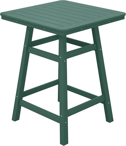 Costaelm Outdoor Bar Table, 37" Counter Height Square Patio Cocktail Bar Table with Umbrella Hole, Patio Bistro Dining Pub Table for Front Porch Deck Backyard Garden, Dark Green