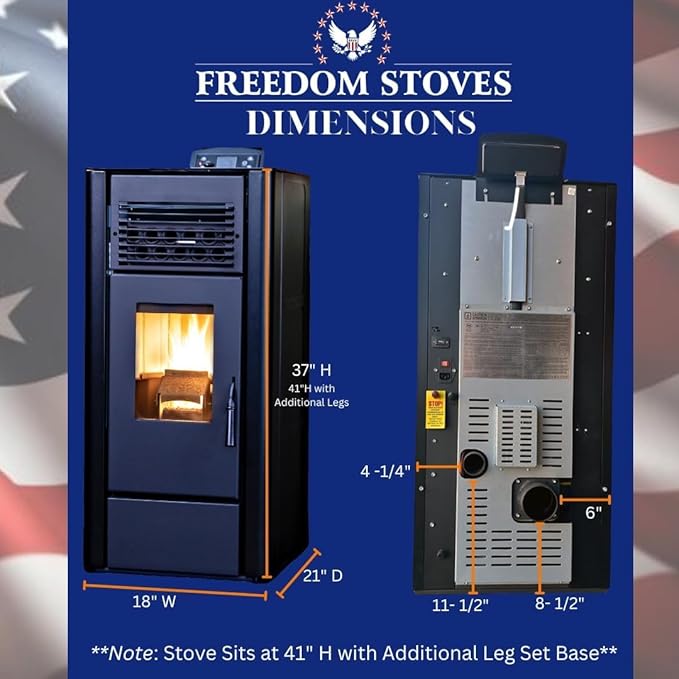 Freedom Stoves Freestanding Independence PS21 Pellet Stove with Battery Backup, Wi-Fi Capability, and Removable Legs - Heats up to 1800 sq ft. (Sandstone Grey)