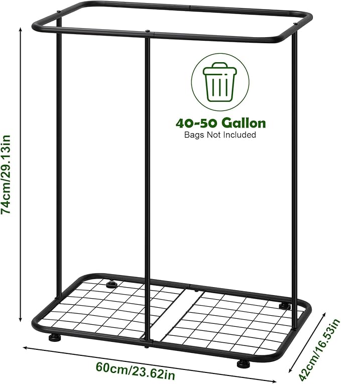 CADUKE Trash Bag Holder Stand, Metal Trash Bag Holder Frame with 4 Clips, Leaf Bag Holder Stand for 40-50 Gallon, Portable Trash Nag Holder for Outdoor Camping, Lawn Party, Yard Weeding