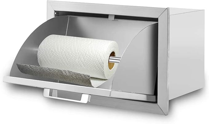 Stainless Steel Paper Towel Holder Drawer 17W11.25H8.75D Works with Your Grilling or Prep Zones for Easy & Quick Cleanup