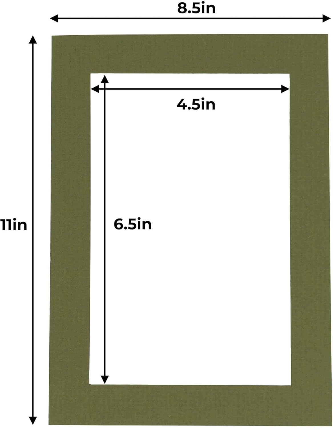 5x7 Mat for 8.5x11 Frame - Precut Mat Board Acid-Free Show Kit with Backing Board, and Clear Bags Dill Green 5x7 Photo Matte Made to Fit a 8.5x11 Picture Frame Matboard for Framing, Pack of 1 Mat