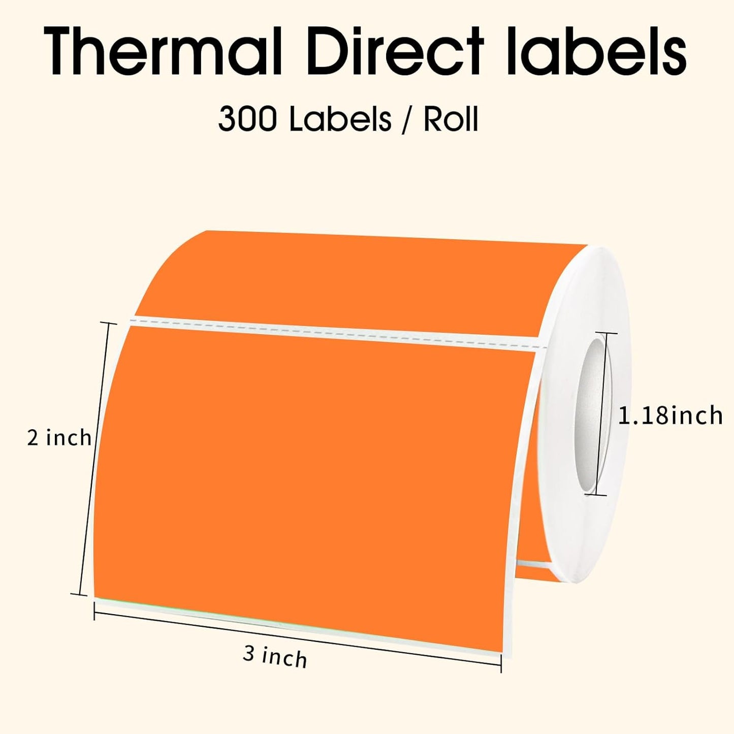 STARLIBOO 3x2 inch Color Direct Thermal Label Stickers for Shipping, Barcode, Address, Compatible with Rollo Label Printer & Zebra Desktop Printers (Orange)