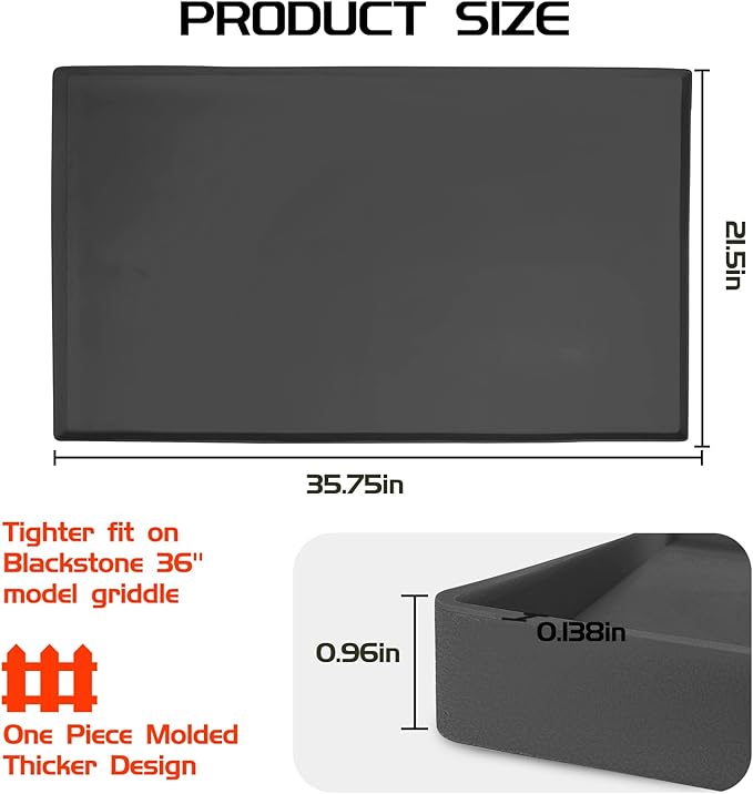 Silicone Griddle Mat for Blackstone 36 Inch Griddle, Heavy Duty Food Grade Silicone Griddle Cover, Griddle Accessories for Blackstone Grill, All Season Protective Cover (Gray)