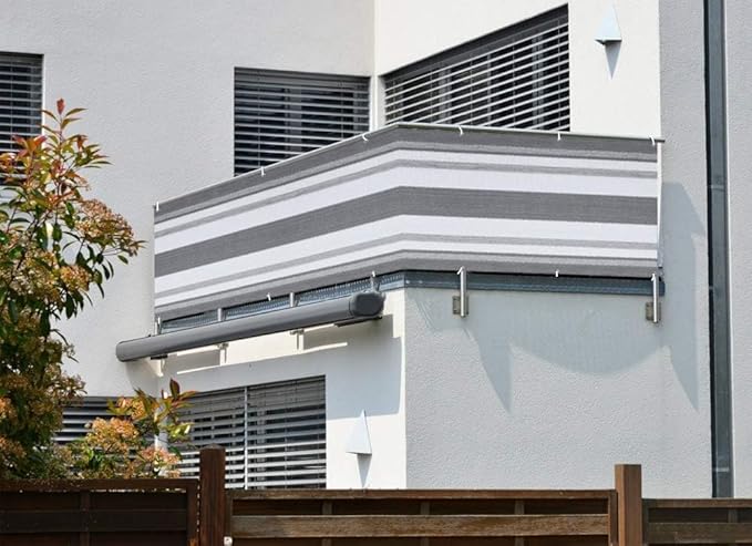 LOVE STORY Balcony Privacy Screen, 3'x10' Deck Shield Screen Fence Cover,UV Protection and Weather-Resistant,3 FT Height for Deck, Patio, Backyard, Outdoor Pool, Porch, Railing, Silver Grey White