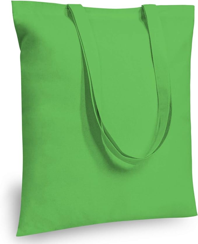 TOPDesign 6-Pack Economical 16"x15" Lime Green Cotton Tote Bag, Lightweight Medium Reusable Grocery Shopping Cloth Bags, Suitable for DIY, Advertising, Promotion, Gift, Activity