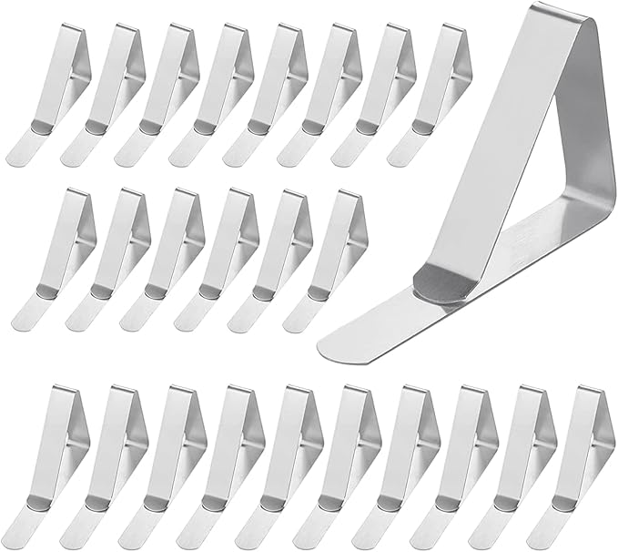 24 Pack Tablecloth Clips - Heavy Duty Picnic Table Clips, Stainless Steel Table Cloth Cover Clamps, Table Cloth Holders Ideal for Restaurant Picnics Marquees Weddings Graduation Party (24)