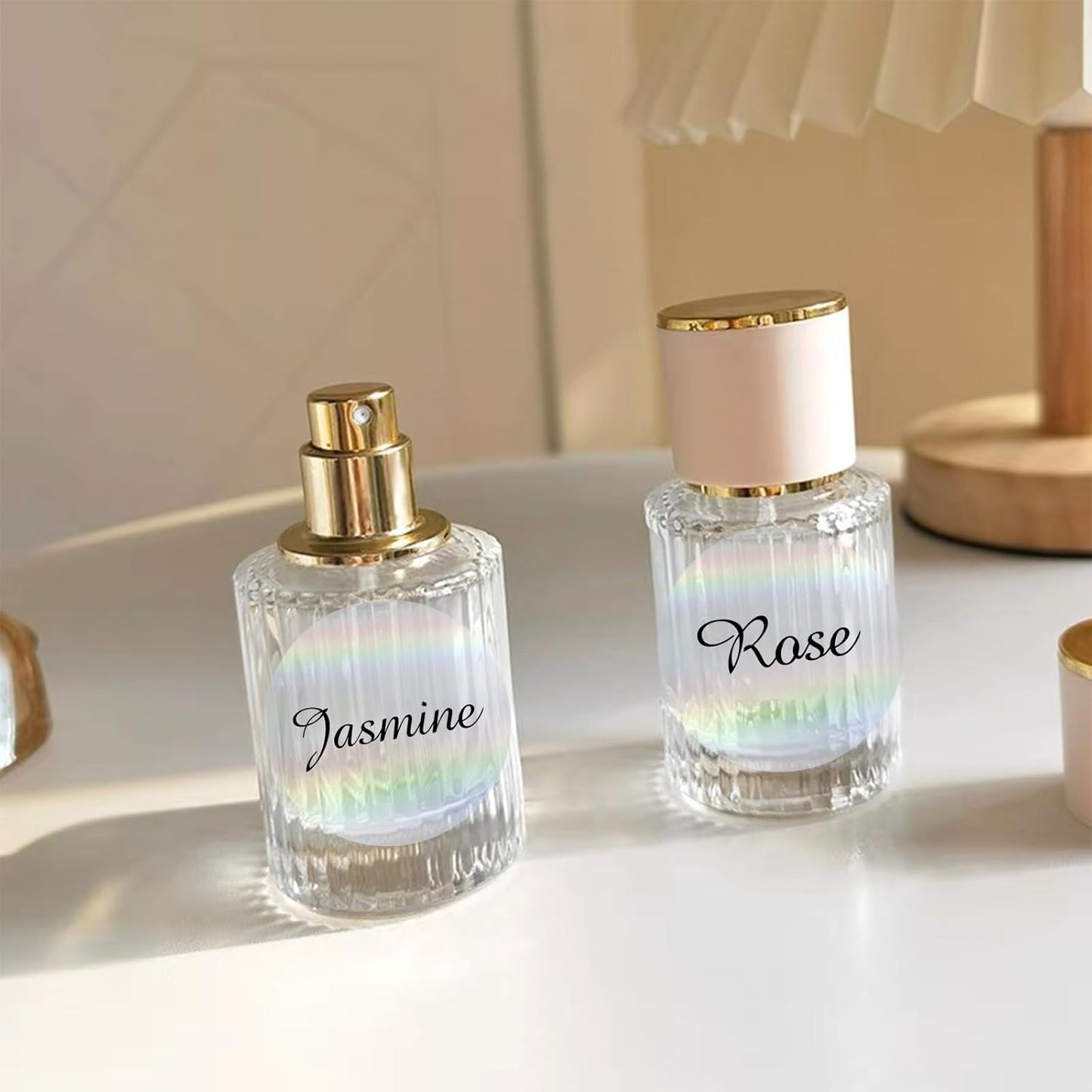 3" Round Transparent Clear Thermal Label Stickers, Holographic Clear Self-Adhesive Direct Thermal Labels, Perforation Line Design& Waterproof- 200 Sheets