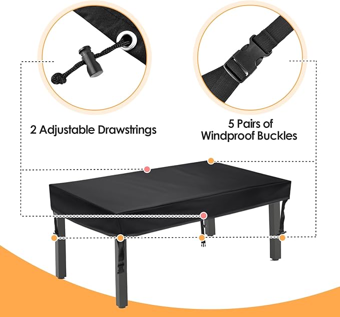 TOHONFOO Patio Coffee Table Cover - Waterproof Anti-UV Patio Table Cover - Outdoor Table Cover 48" L x 28" W x 6" H