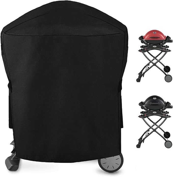Grill Cover for Weber Q100 Q120 Q1000 Q1200 Q200 Q220 Q2000 Q2200 Q2400 Grills Replacement 7113 Cover, Waterproof Full-Length Cover for Weber Q Series Gas Grill 54060001 Q2200 Models