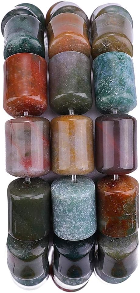 Natural Indian Agate Cylinder Stone Loose Semi Gemstone Beads for Jewelry Making 10mmx14mm 38cm