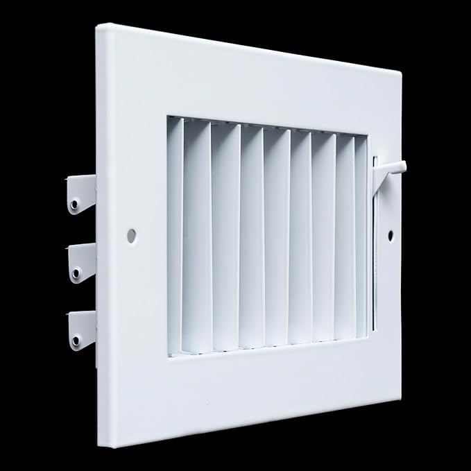 [4 Pack] Fits 6x4 Duct Opening Steel Adjustable Air Supply Grille by Handua | Register Vent Cover Grill for Sidewall and Ceiling | White | Out. Dim.: 7.75" X 5.75"