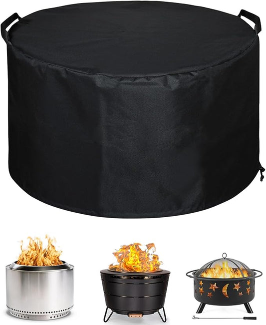SheeChung Fire Pit Cover Round for Solo Stove Yukon 27"-29",Waterproof Smokeless Fire pit Cover,Outdoor Yukon Shelter 600D Polyester Cover,Fits for Gas/Table/Bowl Fire pits 29"D x 18"H