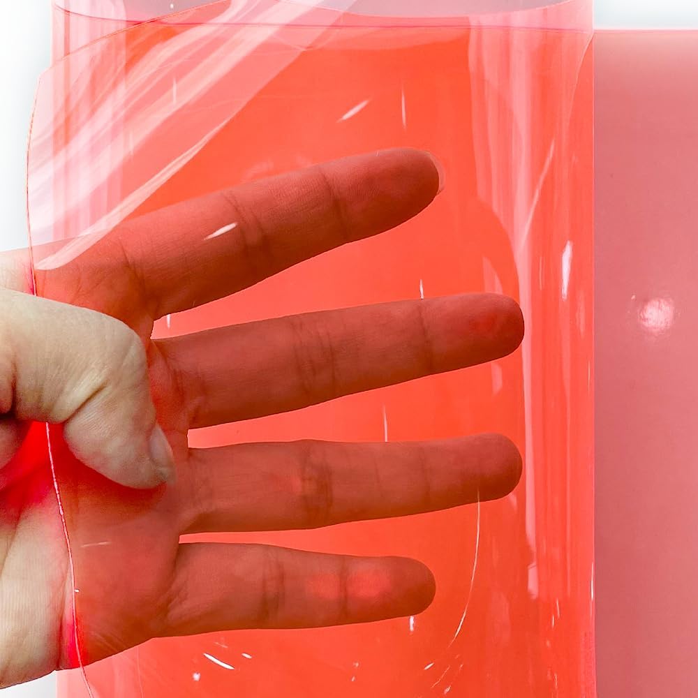 HYANG Tomato Transparent PVC Super Clear Holographic Vinyl Faux Leather Sheets 1 Roll 12" x 47" (30cm x 120cm) for DIY Bows Earrings Bags DIY Crafts Making