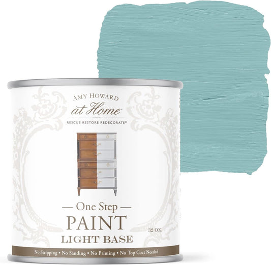 AMY HOWARD AT HOME Chalk-Based One Step Paint for Furniture, Cabinetry, Decor, Finish, and More | No Stripping, Sanding, or Priming | Light Base | 32 Ounce | Harbor Lights