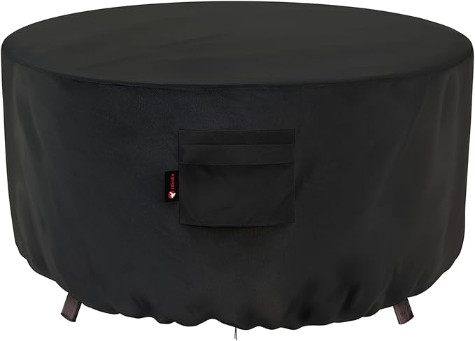 iBirdie Fire Pit Cover Round 44 inch Outdoor Waterproof and Weatherproof Heavy Duty 600D Patio Furniture Table Fireplaces Coffee Table Covers