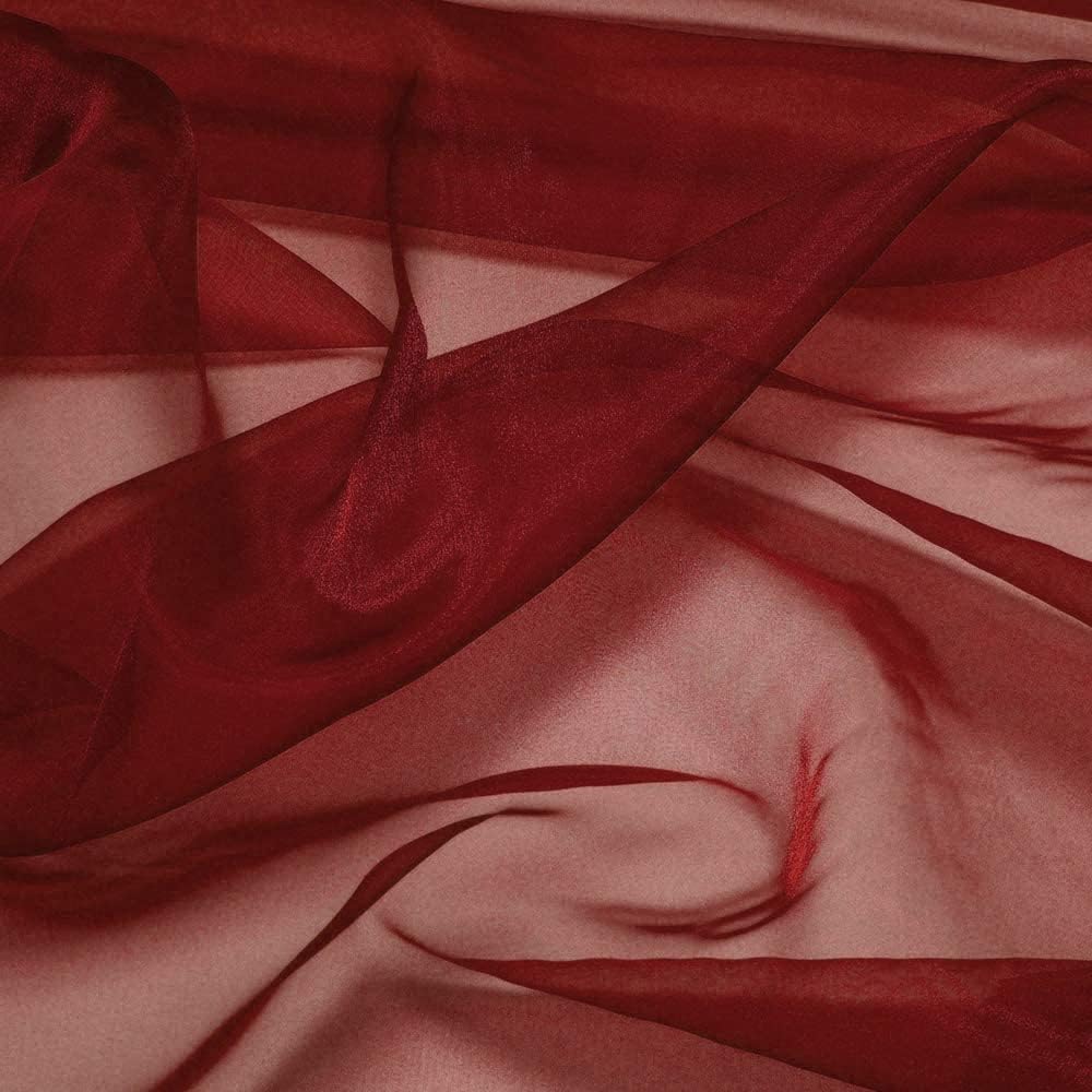 Organza Fabric 10 Yard Bridal Solid Sheer Bolt for Home Décor, Table Décor, Bridal, Fashion, Crafts, Decorations Silky Shiny Organza 44" - (10 Yard, Apple Red)
