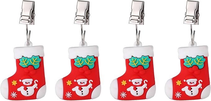 TwoFish Home Set of 4 Christmas Boots Tablecloth Weights Clips Handicraft Christmas Boots Tablecloth Clamps Pack of 4