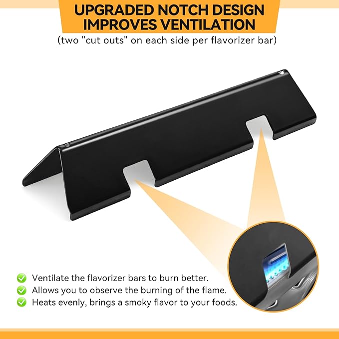 15.3 Inch Flavorizer Bars for Weber Spirit I & II 200 Gas Grills with Front-mounted Knobs, for Spirit E210 S210 E220 S220, Porcelain-enameled Steel, 3 PCS, for Weber Spirit Grill Parts 7635