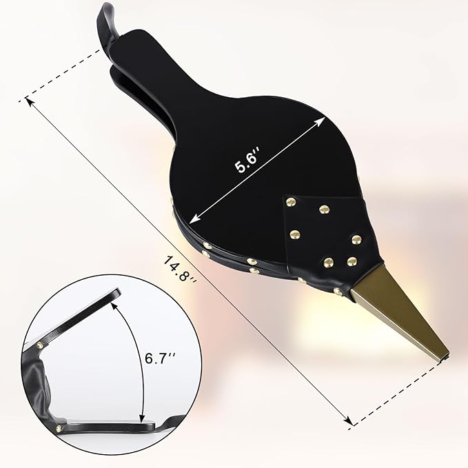 Gtongoko Fireplace Bellows Air Blower Cast Nozzle 14.8" x 5.6" for Outdoor Camping BBQ Grill Chimney Hand Bellow Pump Pit Barbeque Fire Tools Accessories with Hanging Strap, Black