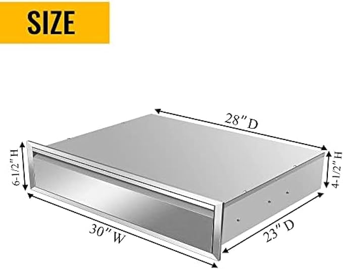 Outdoor Kitchen Drawers, Flush Mount Triple Access BBQ Drawers With Stainless Steel Handle, BBQ Island For BBQ Island Patio Grill Station,Single Drawer