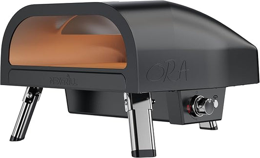 Nexgrill Ora 16" Portable Tabletop Propane Pizza Oven, 24,000BTUs, Portable Gas Pizza Cooker with Foldable Legs, Auto Rotating Cordierite Pizza Stone - 820-0088