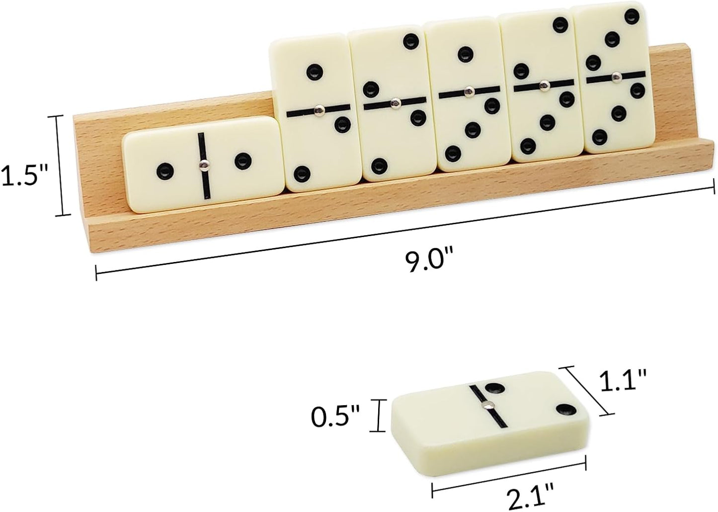 Dominos Set for Adults with 4 Wooden Racks, Double 6 Dominoes Game Set with 28 Colored Domino Tiles Double Six Dominos Set with Travel Case - Classic Board Games