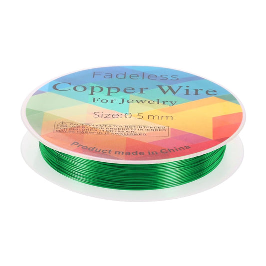 HARFINGTON 20ft Jewelry Wire, 24 Gauge (0.5mm) Brass Craft Soft Metal Tarnish Resistant Copper Beading Wire for Jewelry Making Supplies Crafting, Green