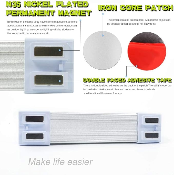 10pcs LETOUR LED Tube Magnetic Light Work Lights 6000Lumens 10400mAh 5 Lighting Options Camping Lantern USB Rechargeable Portable Battery Powered Lights with 2 Magnets Endurance for 80 Hours