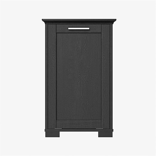 OLD CAPTAIN Wooden Tilt Out Trash Cabinet, Wooden Kitchen Garbage Can Free Standing Holder, Black Finish