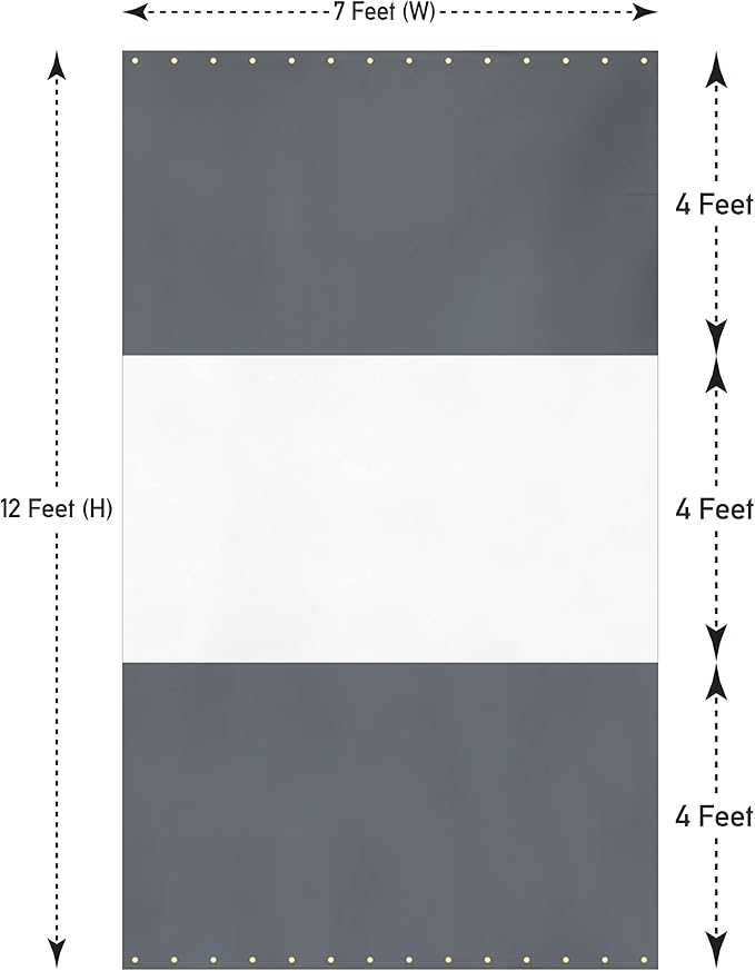 Covers & All Outdoor Clear Panel Curtain, 12 oz Vinyl Outdor Curtains for Patio, Waterproof & Weather Resistant Tarp with Brass Grommets for Pergola, Porch, Gazebos, Balcony (12' H x 7' W feet, Gray)